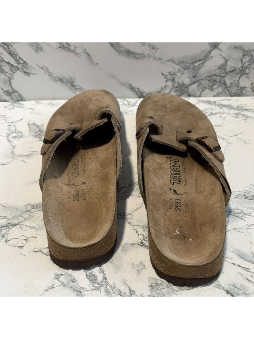 Birkenstock Tatami Women 9N Boston Clog Shoe Comfort Slip On Beige Suede Buckle - Picture 4 of 5